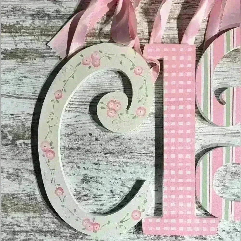 Pottery Barn sign white, pink, & green spells Claire bedroom decor‎ - Picture 3 of 5